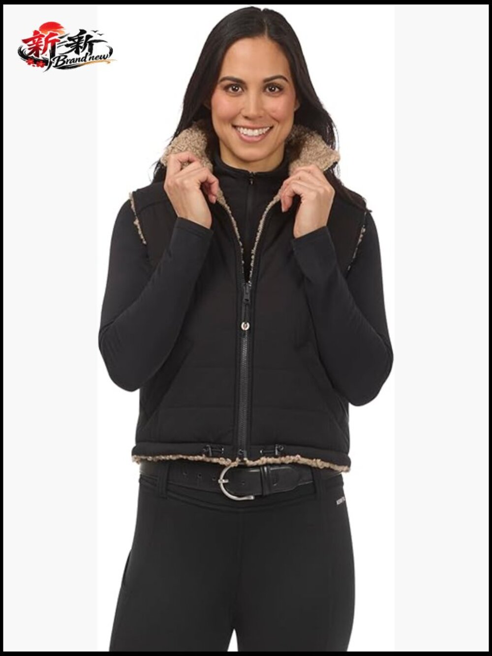 Reversible Equestrian Vest - Water-Resistant Canvas & Sherpa Fleece, Zip Front